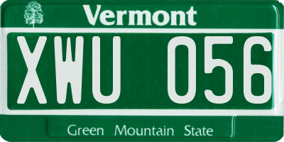 VT license plate XWU056