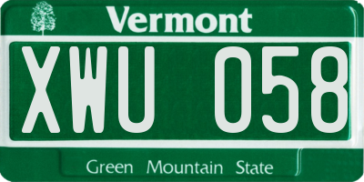 VT license plate XWU058