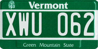 VT license plate XWU062