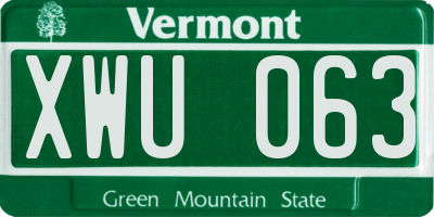 VT license plate XWU063