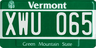 VT license plate XWU065