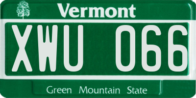 VT license plate XWU066