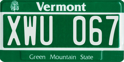 VT license plate XWU067