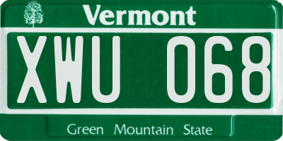 VT license plate XWU068