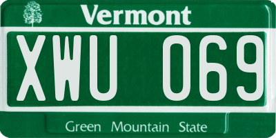 VT license plate XWU069