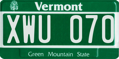 VT license plate XWU070