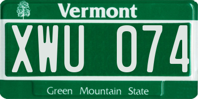 VT license plate XWU074