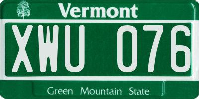 VT license plate XWU076