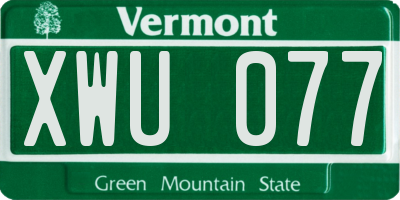 VT license plate XWU077