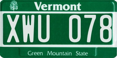 VT license plate XWU078