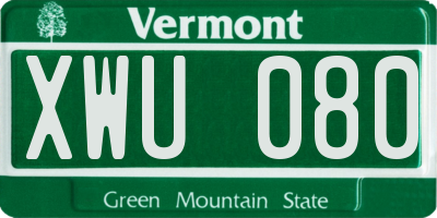 VT license plate XWU080