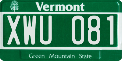 VT license plate XWU081