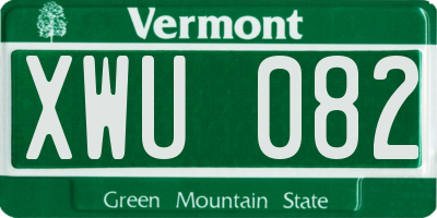 VT license plate XWU082