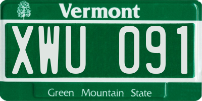 VT license plate XWU091