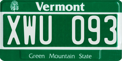 VT license plate XWU093