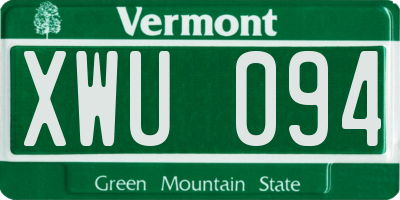 VT license plate XWU094