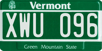 VT license plate XWU096