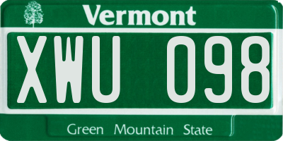 VT license plate XWU098