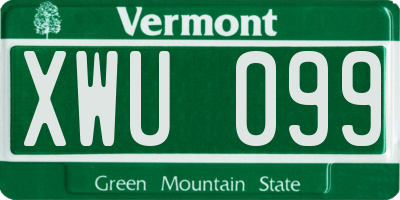 VT license plate XWU099