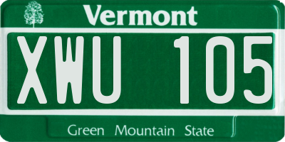VT license plate XWU105