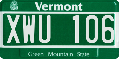 VT license plate XWU106