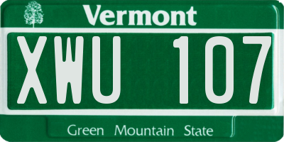 VT license plate XWU107