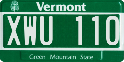 VT license plate XWU110