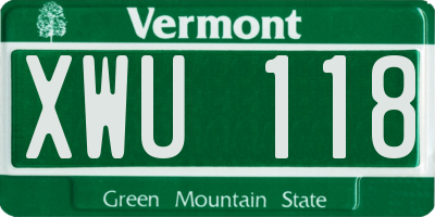VT license plate XWU118