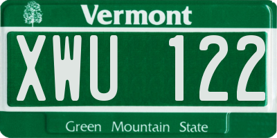VT license plate XWU122