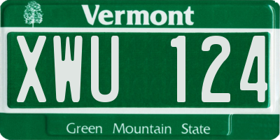 VT license plate XWU124