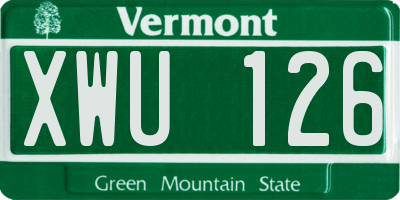 VT license plate XWU126