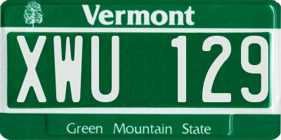 VT license plate XWU129