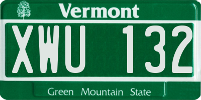 VT license plate XWU132
