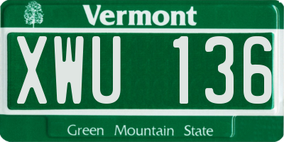 VT license plate XWU136