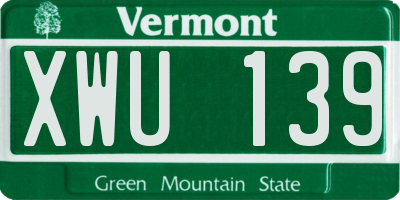 VT license plate XWU139