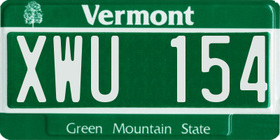 VT license plate XWU154