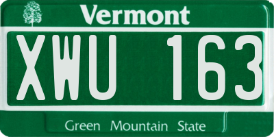 VT license plate XWU163