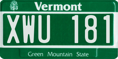 VT license plate XWU181
