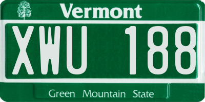VT license plate XWU188