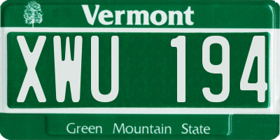 VT license plate XWU194