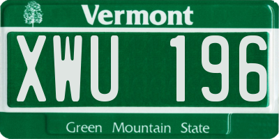 VT license plate XWU196