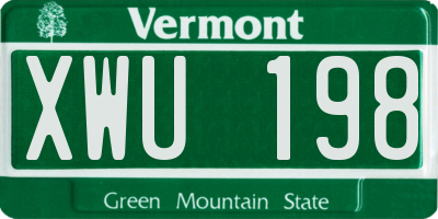 VT license plate XWU198