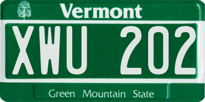 VT license plate XWU202