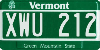 VT license plate XWU212