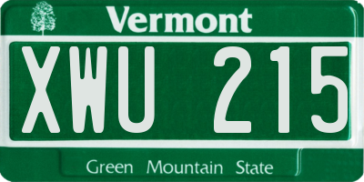 VT license plate XWU215