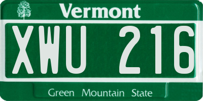 VT license plate XWU216