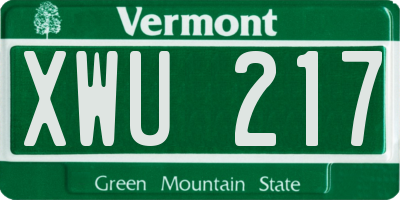 VT license plate XWU217