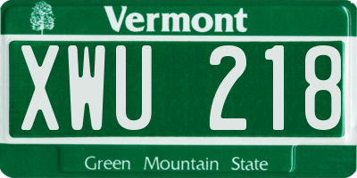VT license plate XWU218