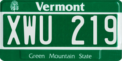 VT license plate XWU219