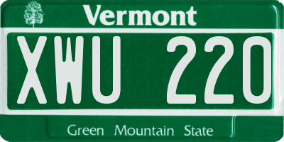 VT license plate XWU220